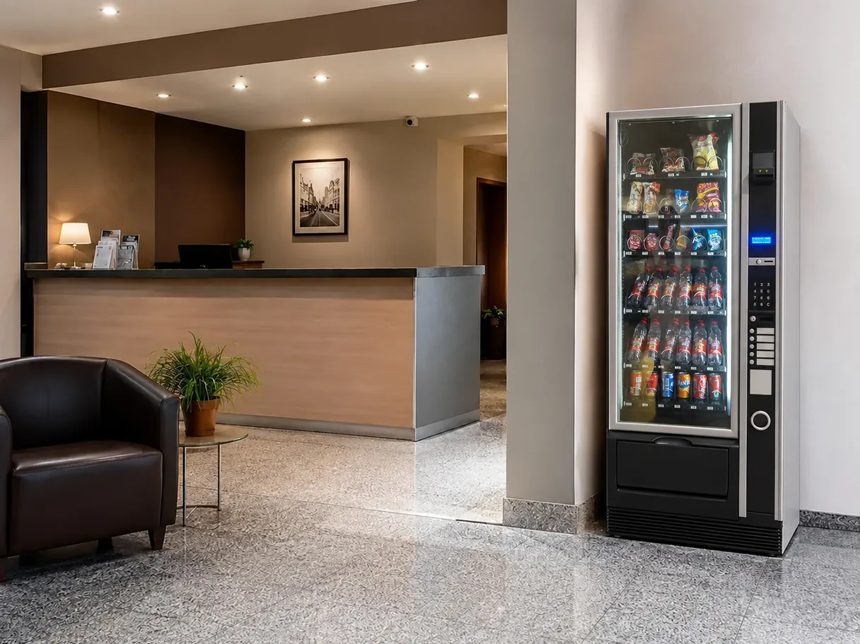 Máquina de vending maQcaffé en la recepción de una empresa